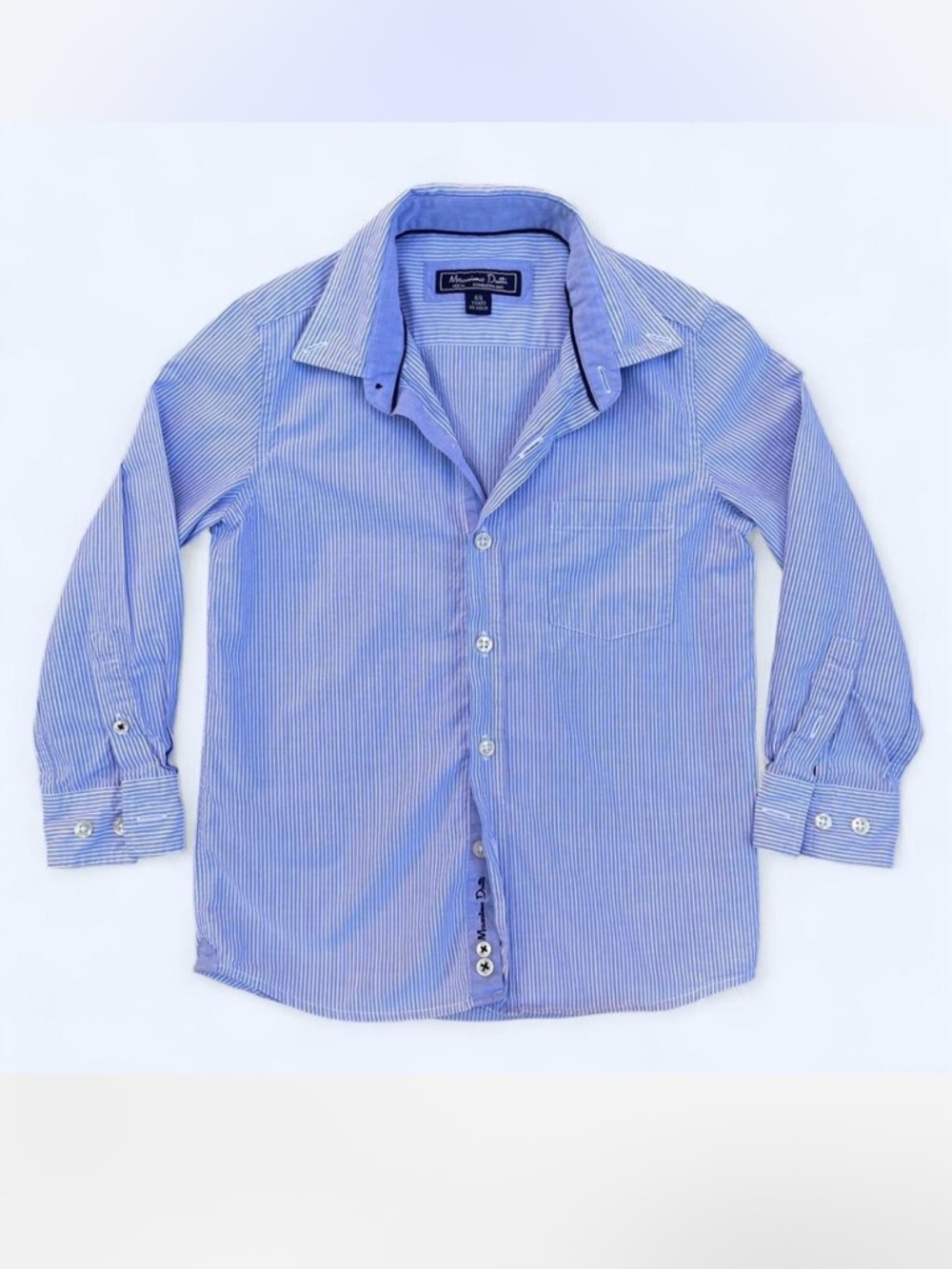 Massimo Dutti kids Light Blue Striped Button-Down Shirt preppy classic wedding 4